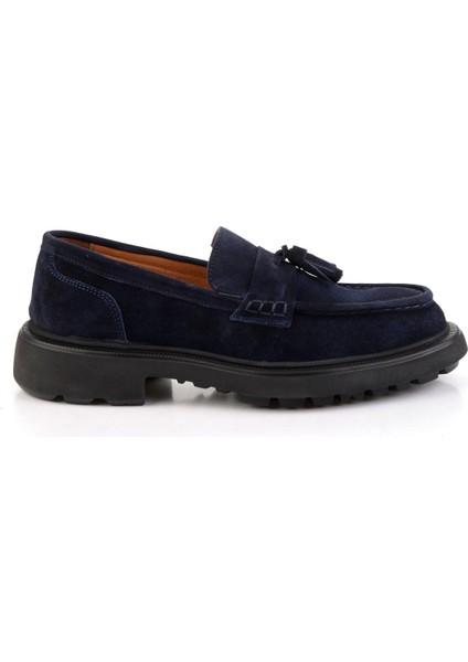 Lacivert Hakiki Deri Erkek Loafer Ayakkabı E01597000502