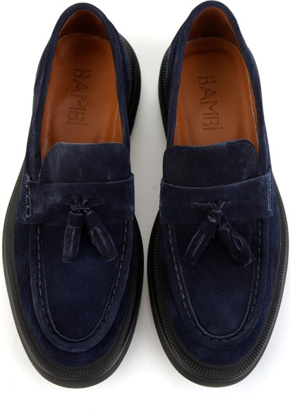 Lacivert Hakiki Deri Erkek Loafer Ayakkabı E01597000502 fırsatları