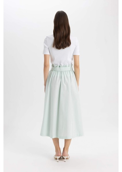 A Kesim Normal Bel Poplin Midi Etek C7238AX24SM