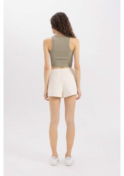 Yüksek Bel Dokuma Şort Etek C0699AX24SM