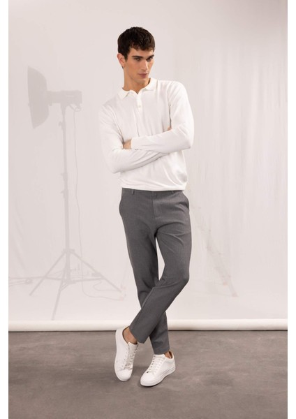 Tailored Fit Normal Kesim Düz Paça Her Yöne Esneyen Yazlık Kumaş Pantolon C7508AX24AU