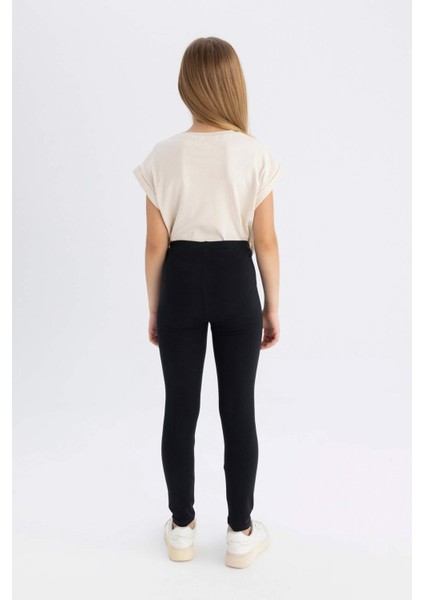 Kız Çocuk Uzun Boy Siyah Basic Düz Tayt A6907A824AU