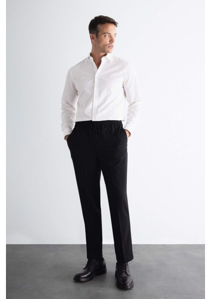 Yazlık Kumaş Jogger Pantolon Beli Bağcıklı Lastikli Düz Paça Cepli Her Yöne Esneyen A9943AX24AU