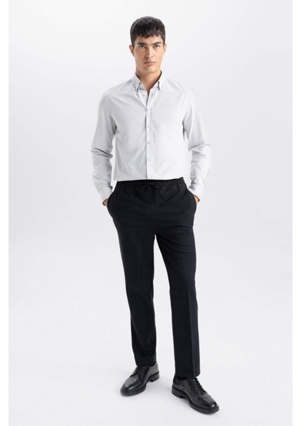 Yazlık Kumaş Jogger Pantolon Beli Bağcıklı Lastikli Düz Paça Cepli Her Yöne Esneyen A9943AX24AU