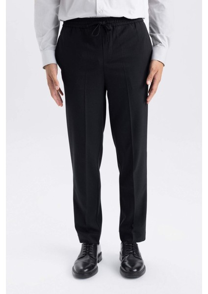 Yazlık Kumaş Jogger Pantolon Beli Bağcıklı Lastikli Düz Paça Cepli Her Yöne Esneyen A9943AX24AU