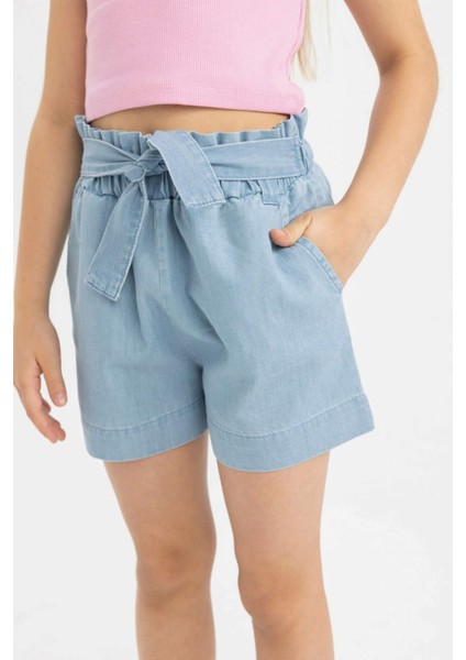 Kız Çocuk Paperbag Jean Şort C9302A824SM