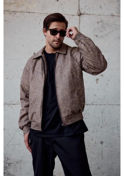 Tica Beli Lastikli Damarlı Oversize Erkek Deri Görünümlü Mont Ceket modelleri