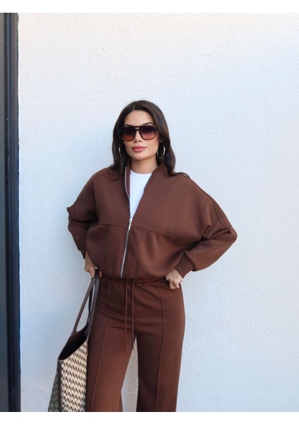 Çimalı Fermuar Detay Şardonlu Eşofman Takım