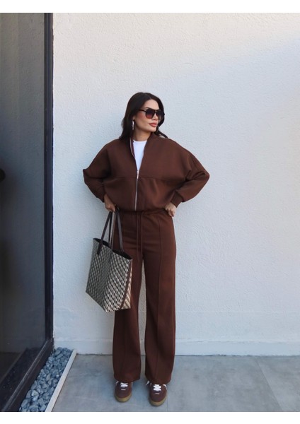 Çimalı Fermuar Detay Şardonlu Eşofman Takım