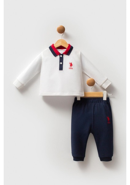 Erkek Bebek Polo Yaka Pike Kumaş Uzunkol Alt Üst Takım