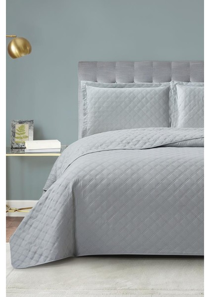 Zagreb Elyaf Dolgulu Çift Kişilik 240X260 cm Yatak Örtüsü Gri