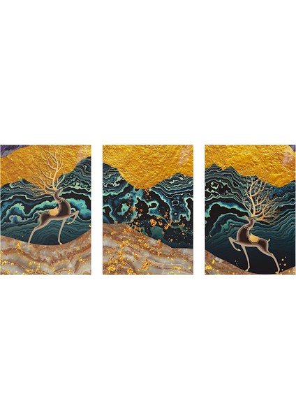 :temperli Cam Üçlü Set Tablo, Tablo, Üçlü Tablo, Uv Baskı, Cam Tablo, 3’lü Set, CUT018