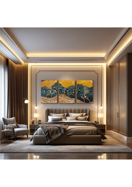 :temperli Cam Üçlü Set Tablo, Tablo, Üçlü Tablo, Uv Baskı, Cam Tablo, 3’lü Set, CUT018