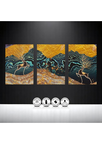 :temperli Cam Üçlü Set Tablo, Tablo, Üçlü Tablo, Uv Baskı, Cam Tablo, 3’lü Set, CUT018
