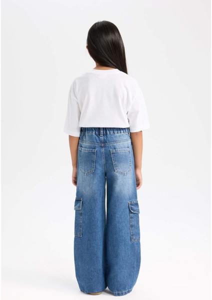 Kız Çocuk Wide Leg Kargo Geniş Paça Jean Pantolon C8540A824AU