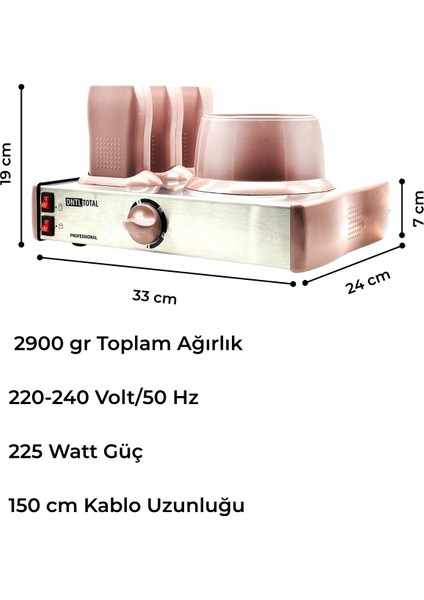 Dntltotal Inox Serisi Pembe-Metal 3+1 Ağda Makinesi modelleri