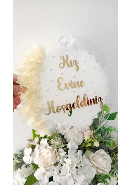 Kız Evine Hoşgeldiniz Kapı Süsü Şeffaf Pleksi Kına Düğün Nişan Kapı Süsü