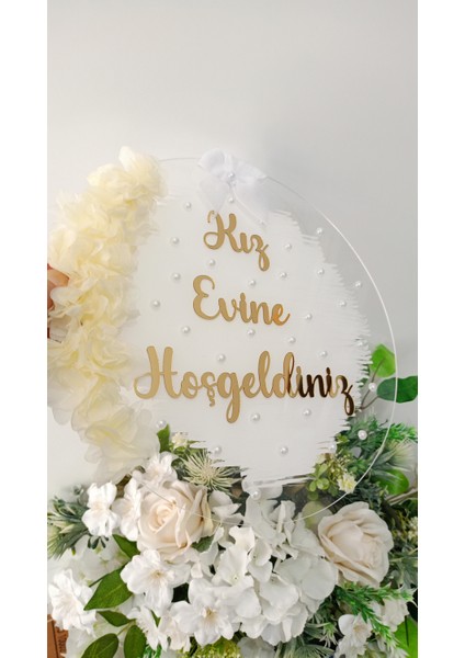 Kız Evine Hoşgeldiniz Kapı Süsü Şeffaf Pleksi Kına Düğün Nişan Kapı Süsü modelleri