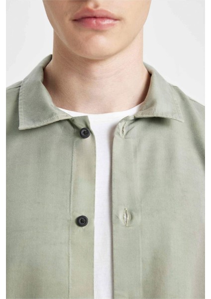 Relax Fit Yazlık Polo Yaka Pamuklu Kısa Kollu Gömlek C7394AX24SM