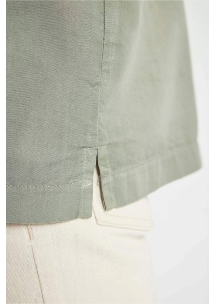 Relax Fit Yazlık Polo Yaka Pamuklu Kısa Kollu Gömlek C7394AX24SM