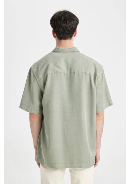 Relax Fit Yazlık Polo Yaka Pamuklu Kısa Kollu Gömlek C7394AX24SM