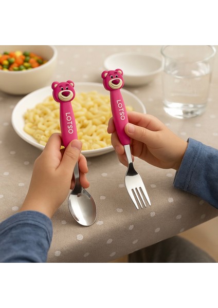 Cinnamoroll Silikon Saplı Çocuk Çatal Kaşık Takımı