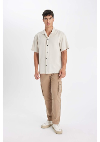 Relax Fit Yazlık Polo Yaka Pamuklu Kısa Kollu Gömlek C7394AX24SM