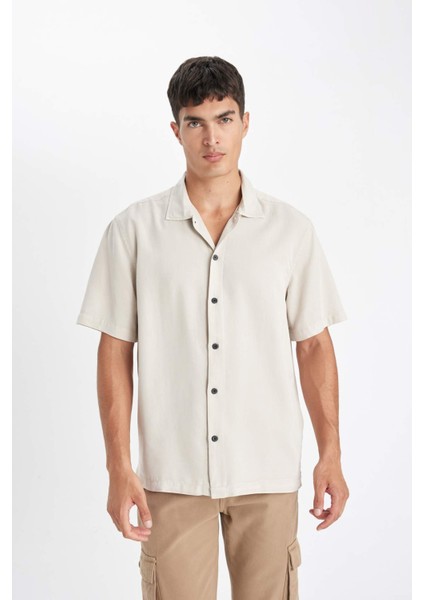 Relax Fit Yazlık Polo Yaka Pamuklu Kısa Kollu Gömlek C7394AX24SM