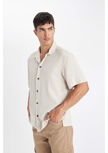 Relax Fit Yazlık Polo Yaka Pamuklu Kısa Kollu Gömlek C7394AX24SM
