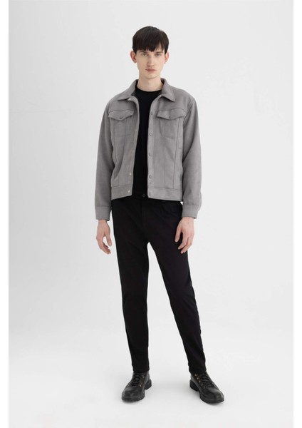 Slim Fit Süet Ceket Dar Kesim Gömlek Yaka Çıtçıtlı Cepli C7906AX24SP