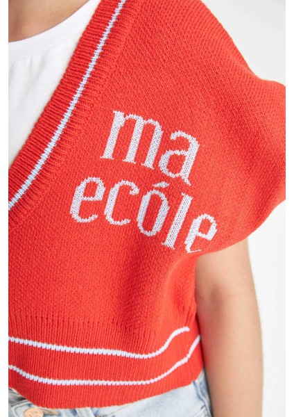 Kız Çocuk V Yaka Triko Yelek C6928A824AU