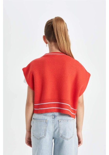 Kız Çocuk V Yaka Triko Yelek C6928A824AU