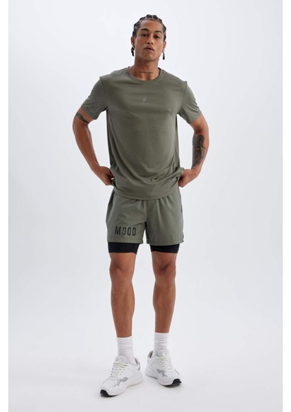 Slim Fit Dar Kesim Fermuarlı Telefon Cepli Sporcu Taytlı Şort Z2147AZ24AU