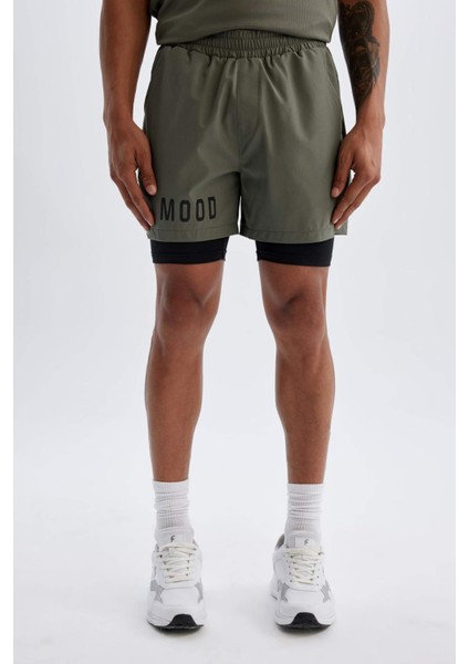 Slim Fit Dar Kesim Fermuarlı Telefon Cepli Sporcu Taytlı Şort Z2147AZ24AU