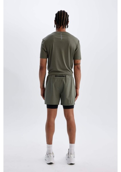 Slim Fit Dar Kesim Fermuarlı Telefon Cepli Sporcu Taytlı Şort Z2147AZ24AU