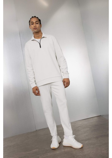 Fit Slim Fit Sporcu İnce Jogger Eşofman Altı Dar Kesim Fermuarlı Basic Düz Standart Paça S3309AZ24AU
