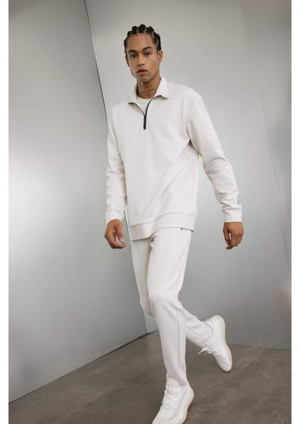 Fit Slim Fit Sporcu İnce Jogger Eşofman Altı Dar Kesim Fermuarlı Basic Düz Standart Paça S3309AZ24AU