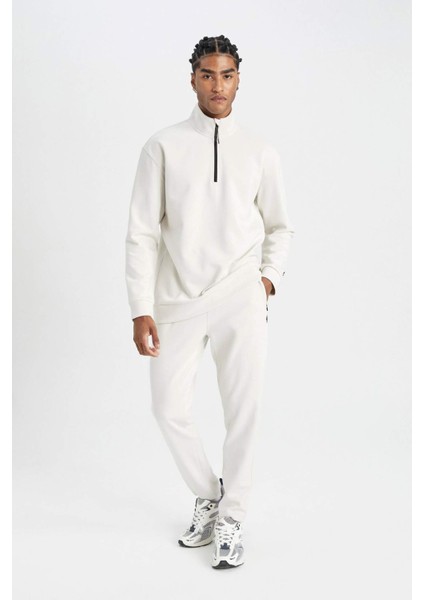 Fit Slim Fit Sporcu İnce Jogger Eşofman Altı Dar Kesim Fermuarlı Basic Düz Standart Paça S3309AZ24AU