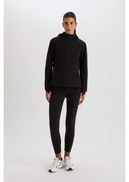 Fit Su İtici Rüzgar Geçirmez Slim Fit Dar Kesim Kapüşonlu Fermuarlı Cepli Polar Astarlı Softshell Mont C4951AX24AU