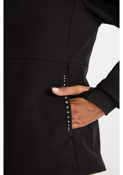 Fit Su İtici Rüzgar Geçirmez Slim Fit Dar Kesim Kapüşonlu Fermuarlı Cepli Polar Astarlı Softshell Mont C4951AX24AU