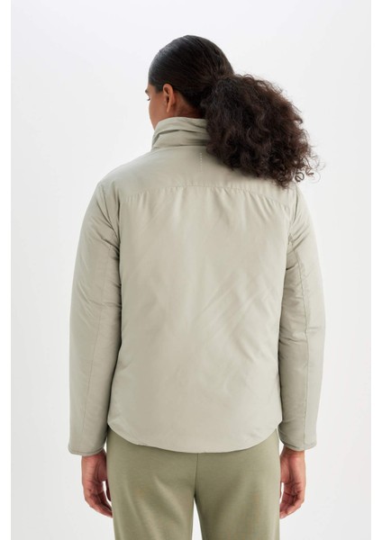 Fit Su Geçirmez Rüzgar Geçirmez Dik Yaka Çıtçıtlı Cepli Mevsimlik Hafif Mont C4955AX24WN