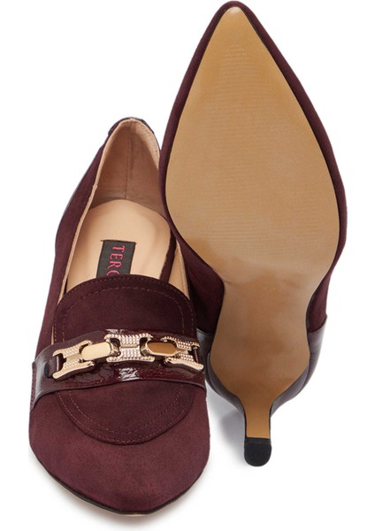 Bordo Hakiki Süet Deri Kadın Stiletto - K24S1AY67515-F90 fırsatları