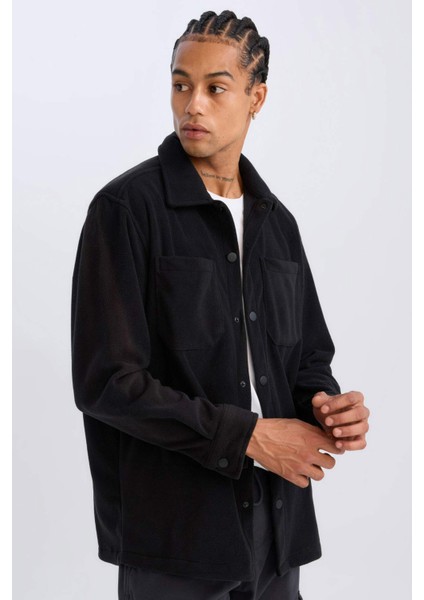 Relax Fit Polar Uzun Kollu Siyah Gömlek A4782AX24WN