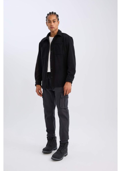 Relax Fit Polar Uzun Kollu Siyah Gömlek A4782AX24WN