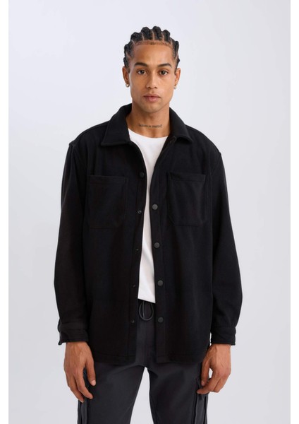 Relax Fit Polar Uzun Kollu Siyah Gömlek A4782AX24WN