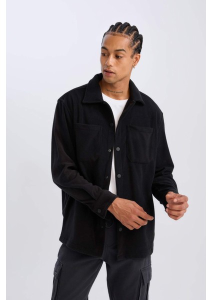 Relax Fit Polar Uzun Kollu Siyah Gömlek A4782AX24WN