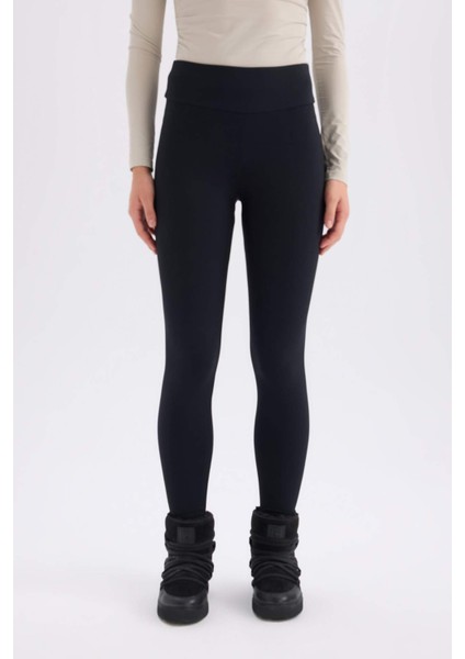 Fit Yüksek Bel İçi Yumuşak Tüylü Beli Saran Basic Düz Sporcu Tayt W8206AZ24AU