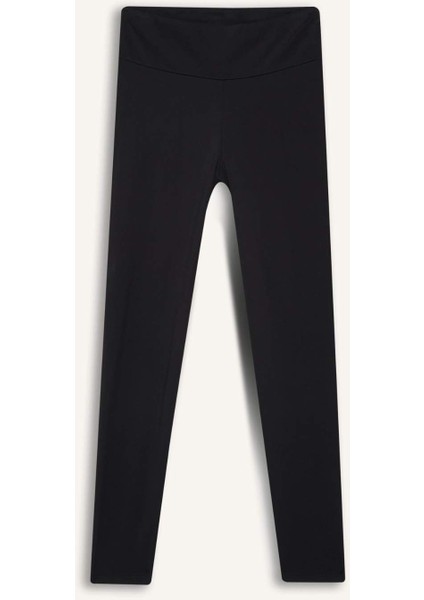 Fit Yüksek Bel İçi Yumuşak Tüylü Beli Saran Basic Düz Sporcu Tayt W8206AZ24AU