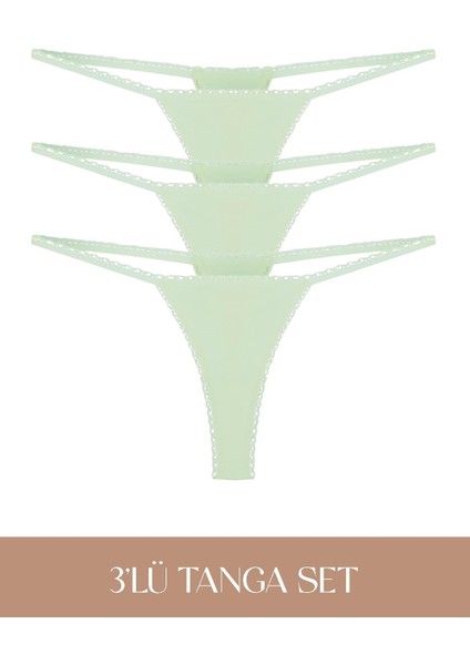 Cotvie Mint Pamuklu Tanga 3'lü Set külot