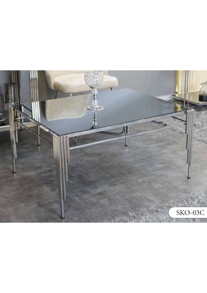 Mim Gümüş Köşeli Sütun Orta Sehpa